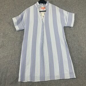 THML Shift Dress Women’s Small Seersucker Blue Striped Pattern 
Split Neck Top